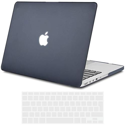 TECOOL Hülle Kompatibel mit Alten MacBook Pro 13 Zoll 2015 2014 2013 2012 Freisetzung (A1425 A1502), Ultradünn Hartschale Schutzhülle Matt Case Cover + EU Tastaturschutz, hellschwarz | 2012-2015, Ultradünne Schutzhülle, Snap-on Hardcase, Ohne Logoausschnitt, EU Tastaturschutz, Soft-Touch Beschichtung