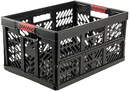 keeeper 2x Stabile Profi-Klappboxen mit Soft-Touch Griffen, 54 x 37 x 28 cm, 45 l, Ben, Graphit-Grau