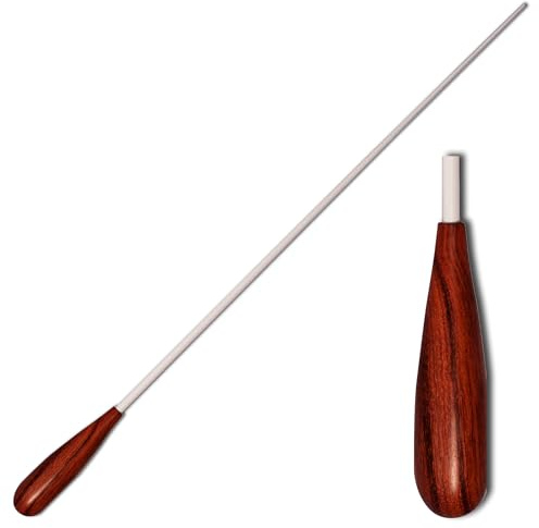 Montford Music 14 Conductor's Baton with Tapered Pau Rosewood Handle and White Lacquered Shaft Stick - Perfectly Balanced for Orchestral & Band Conducting - MFBP14T