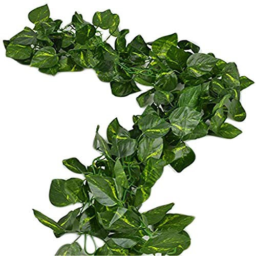 Deceny CB 168 feet Fake Foliage Garland Leaves Decoration Artificial Greenery Ivy Vine Plants for Home Decor Indoor Outdoors (Scindapsus Leaves)