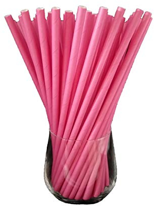 Papierstrohhalme, Papier Trinkhalm, Biologisch, Lebensmittelecht, umwelftreundlich, Einweg-Strohhalme, 120 Pack (Rosa)