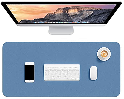 Hsurbtra Schreibtischunterlage,75 * 36.5cm,PU-Leder-Schreibtischmatte,Mauspad,Rutschfester Schreibtischschutz,wasserdichter Schreibtisch-Schreibblock für Büro und Zuhause,Dunkelblau