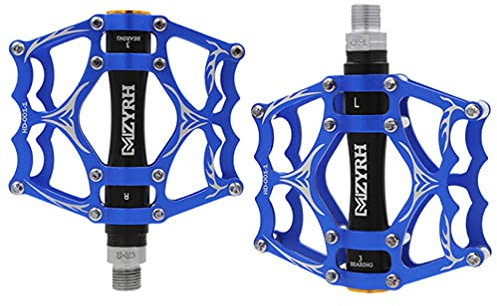 Misfox 3 Lager Fahrrad Pedale, Aluminiumlegierung Mountainbike Rennrad Plattform Radfahren Composite Leichte Wasserdicht Staubdicht Anti Rutsch MTB Pedalen 2# Blau Schwarz