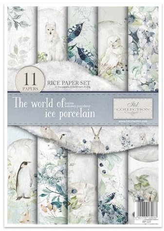 ITD Collection - Reispapier Kreativset A4 Decoupage Rice Paper Sheet 29,7 x 21 cm Serviettentechnik Mehrfarben (The World of Ice Porcelain, RP027)