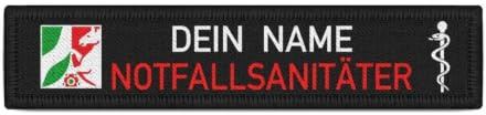 Namensschild NOTFALLSANITÄTER NRW Namen-Schild Patch Feuerwehr Name #38696