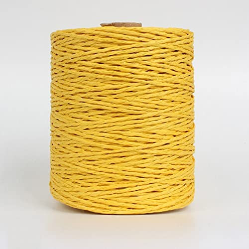 LYFANG Hilo de papel de rafia de color sólido trenzado de paja cordón de papel para el verano de punto de mano de ganchillo bolso sombrero hecho a mano material 3mm agujas