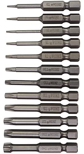 ZHIDA Torx Schraubendreher-Bit-Set T3 T4 T5 T6 T7 T8 T9 T10 T15 T20 T25 T27 T30 T40 2 Zoll lang (T3 - T40 1 Set 14 Stück)