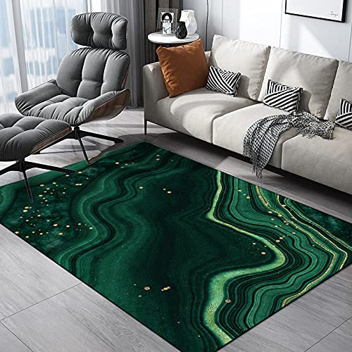 SRTJURFG Rechteckig Teppiche Weich Groß rutschfest Waschbar Teppich Helles grünes Goldfelsen-Luxusmuster for Children's Room, Bedroom, Study, Office teppiche Schutzmatten 200 x 300 cm