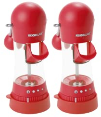Kochblume Gewürzmühle mit Silikon-Auffangkappe 2er Set |ergonomische Hebelfunktion | Keramikmahlwerk | 5 verschiedene Mahlgrade | Füllkappe und Silikonfuß | Farbe: rot