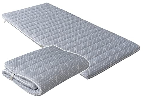 EMOOR Faltbare Hybrid-Futonmatratze 90 x 195 cm, Hochelastischer Urethanschaum 150N (Mittelfest) Mit Waschbarem Gepolstertem Bezug, Tatami-Boden-Schlafmattenauflage, Grau