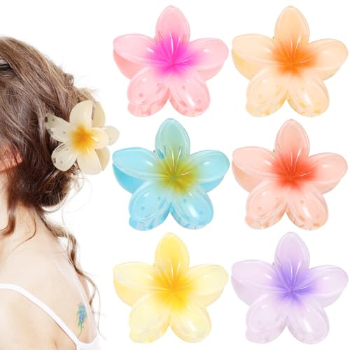 halercay 6 Stück Egg Flower Hair Claw Clips 6 Colors,Niedliche Blumenförmige für Frauen Mädchen Haarstyling Zubehör,große Haarklammer für dickes Haar, Haarspangen Rutschfest Haarkralle