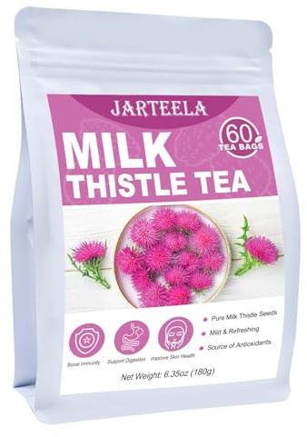 Jarteela - Milk Thistle Tea Bag, 3g x 60 Count - Pure Milk Thistle Seeds - Natural Herbal Tea Bags - Non-GMO - Caffeine-free Tea