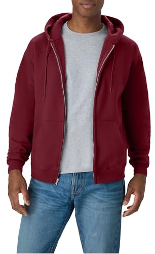 Hanes Ecosmart - Sudadera con Capucha y Cremallera Completa para Hombre, Forro Polar, Mora, XXX-Large