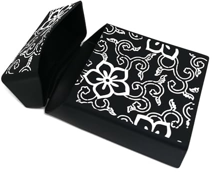 Black Flowers Design Cigarette Case Pack Box Cover Cig Holder Super King Size 10.5cm