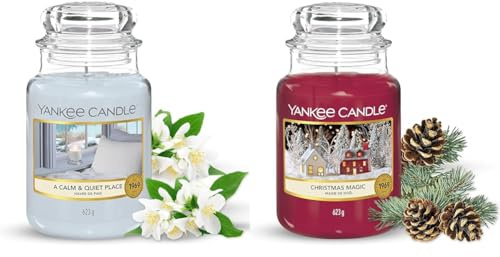 Yankee Candle: große Duftkerze im Glas, A Calm and Quiet Place & Christmas Magic, Brenndauer bis zu 150 Stunden