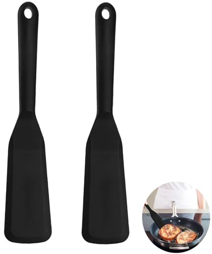 Kinberry Lot de 2 spatules en silicone, sans BPA, résistantes aux hautes températures, antiadhésives, pour cuisiner, retourner, presser, poisson, œufs, crêpes