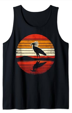 Sekretär Vogel Sonnenuntergang Retro Stil Safari Vintage 70er Jahre Tank Top