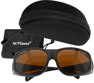 MCWlaser Laserschutzbrille Brille 190-540nm & 800-1700nm OD5+ Safety Glasses Goggles für ND:Yag, Diode, Fiber Laser 355nm 405nm 445nm 450nm 455nm 520nm 532nm 808nm 980nm 1064nm Absorptionstyp