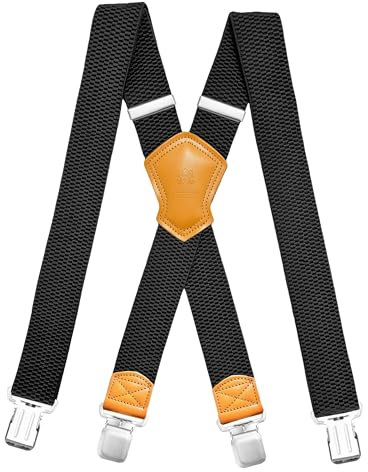SULIHUA Men's Braces,Suspender Strap,Braces for Trousers 4cm Width,Long X-shaped, Adjustable Elastic, 4 Strong Sturdy Metal Clips Men Women Work Clothes, Jeans,Jumpsuit