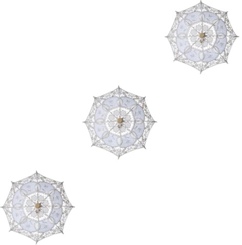 GALPADA 3stücke Stylische Hochzeits-rüschen-lace-Parasol Für Braut s Cremefarben Als Fotorequisit Für Romantische Anlässe Nicht Regendicht Elegante Dekoration Für Besondere Tage