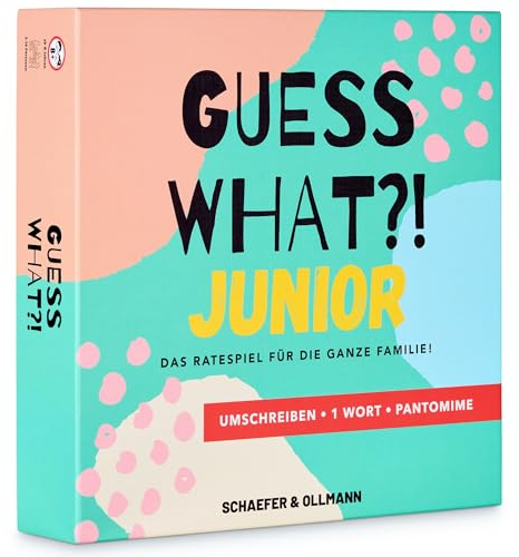 GUESS WHAT?! JUNIOR - Das Ratespiel für die ganze Familie! Begriffe erraten & Pantomime Spiel | Gesellschaftsspiel für Kinder ab 8 Jahren | Lustige Spiele