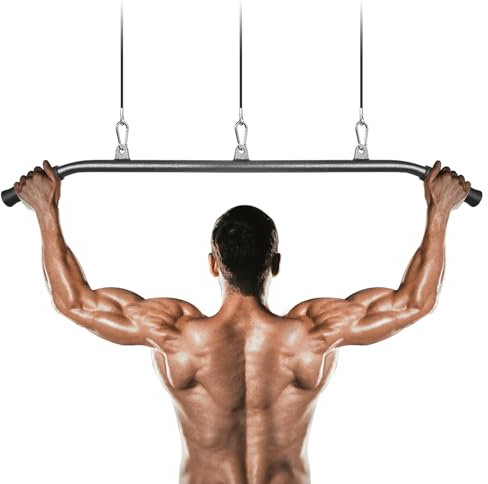 Latzugstange Fitness Lat Zugstange Kabelzug Stange für Zuhause Home Gym Equipment Krafttraining Geräte für den Oberkörper (37in mit 3 Haken)
