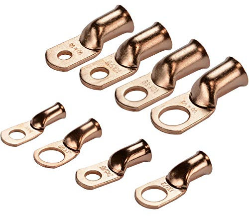 5Pcs Electrical Bare Copper Ring Lugs, Battery Crimp Terminals Electric Wire Cable Connectors Kit, Wire Gauge*Hole Size(50mm²*M6)
