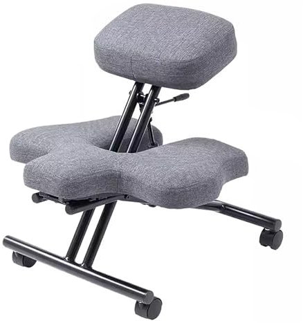 LULUMAIC Schreibtisch-Kniestühle, tragbarer Kniestuhl mit Rollen, grau, Bodenstuhl, Verstellbarer Neigungswinkel, mehrere Sitzpositionen, Bürostuhl mit gekreuzten Beinen, Meditationssitz zur