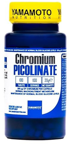 Yamamotò Cromo Picolinato- Chromium Picolinate 100 capsule - Senza Glutine, Senza Lattosio- Migliora metabolismo dei macronutrienti