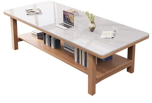 YHWKGZ Konferenztisch, Rechteckiger Schulungstisch mit Doppeltem Stauraum, Besprechungstisch aus Holz, Seminartisch mit Steinplattentischplatte, for Zuhause, Büro(140x70x75cm)