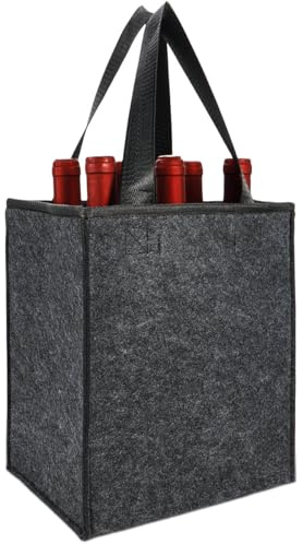 Komoke Flaschentasche für 6 Flaschen (1,5L) – Flaschenkorb & Flaschenträger aus recyceltem Filz – Faltbar mit Trennwänden – Für Wein, Bier, Wasserflaschen – Reißfest & Langlebig