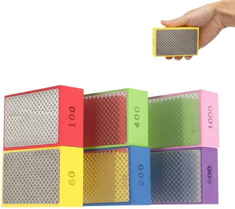 BigKing 6PZ Blocchi Abrasivi Diamantati Mano, Blocchi Abrasivi Umido Secco, Tamponi Diamantati per Lucidatura a Mano, Varie Dimensioni Delle Particelle, 60#, 100#, 200#, 400#, 600#,1000#