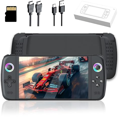M27 Retro Video Spielkonsole 256G, Tragbare Handheld Spielkonsole mit Integrierten 50000+ Retro Spielen 30+ Emulatoren, 7 Zoll IPS Bildschirm, 600*1024 Auflösung, 3D Dual Joystick (Schwarz)