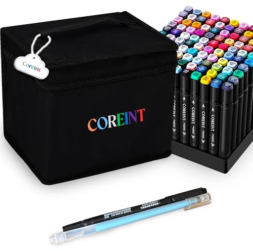 Coreint 82 Colouring Pens, Art Markers, Art pens for Drawing,Alcohol Markers-Dual Tip, Felt Tip Markers,Sketching, Anime and Manga Colouring Books Adults, Graphic Marker pens