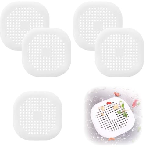 5 Stück Haarfänger Dusche Abflusssieb Silikon, Abflusssieb Dusche Haarfänger Badewanne Abflussabdeckung, Abflusssieb für Badezimmer Badewanne und Küche (5 Weiß)