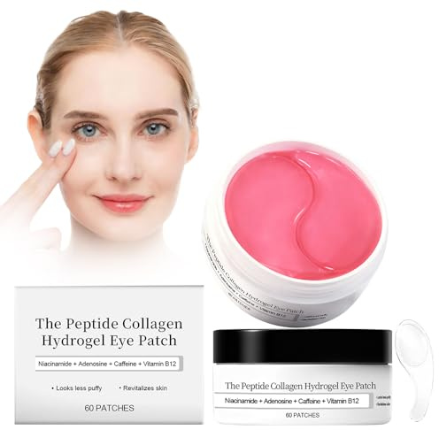 NHPY Parches Ojos - Almohadillas Para Los Ojo Con Colágeno Hidrogel Con Cafeína Para Las Ojeras,Reduce El Volumen De Bolsas y La Hinchazón,Almohadillas Antiarrugas Los Ojos,60 Unidades