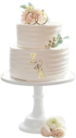Floruvia Wedding Cake Topper Diamond Ring Cake Topper mit 26 Buchstaben Personalisierbar Braut und Bräutigam Initialen Schild