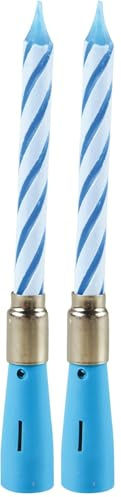 Homéa, Bougie Anniversaire Musicale H12,5 cm Bleu (Lot de 2)