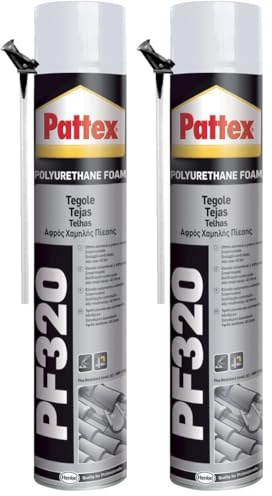 Pattex PU Foam Schiuma Poliuretanica PF 320, Per la Posa e il Fissaggio di Tegole e Coppi, Applicazione Rapida e Precisa 750ml (Confezione da 2)
