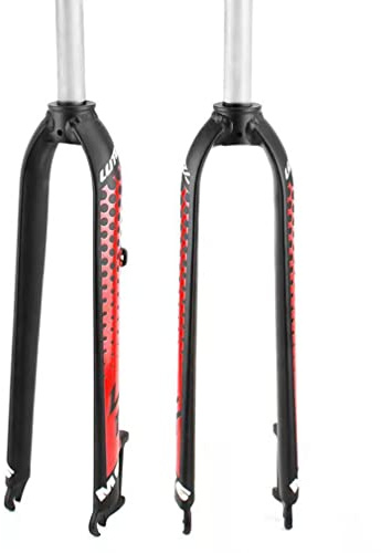 FKXSXAZ Fourche Rigide pour VTT 26/27,5/29 Pouces, Frein à Disque générique, Filetage 1-1/8, Alliage d'aluminium, axe traversant Avant QR 9 mm (Couleur : Rouge)