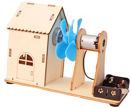 RCULWPLP Generador de Energía Eléctrica de Juguete de Madera con Turbinas Eólicas para Mini Generador de Energía Eólica de Juguete para Regalos D