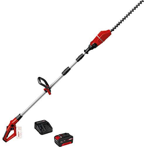 Einhell Power X-Change 18V Cordless Long Reach Hedge Trimmer | Lightweight, Telescopic Extendable Pole, Multi-Positional Head | GE-HH 18/45 Li T Kit With 3.0 Ah Battery and High-Speed Charger