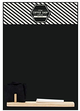Chalkboards UK HCB002 Vintage Coffee Shop' Kleine Memo Schwarze Kreidetafel/Tafel/Küche Kreidetafel mit Tablett, Stück Kreide & Filzradierer, Holz, 29,7 x 20,7 x 1 cm