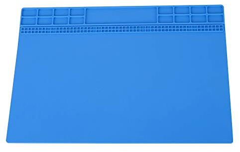 Zerone Almohadilla de Silicona antiestática de la Almohadilla de Soldadura Grande 350 mm × 250 mm Almohadilla de estación de Trabajo con Aislamiento térmico de 500 para BGA(Azul Oscuro)