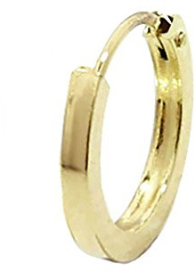 NKlaus SET 2x EINZEL 585 gelb Gold CREOLE Ohrring flach Goldohrring 12mm 40258