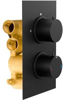Violet Modern Round 2 Way Concealed Thermostatic Shower Mixer Valve - Black Matt