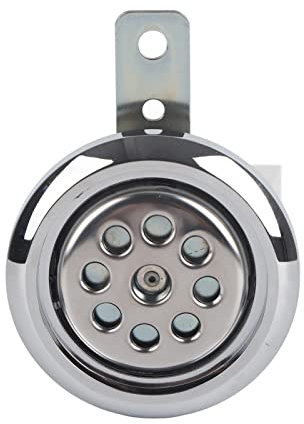 Qiilu Universial Motorcycle Horn Waterproof 110dB Loud 12V 85mm W/Honeycomb Chrome Cover T4z775 Motorcycle Horn Disc Horn Electric Motorbike Universal Horn