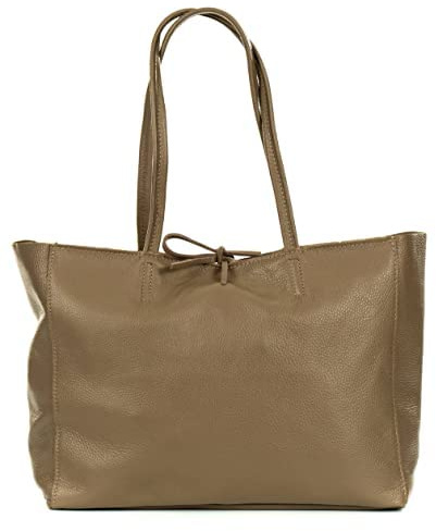 Pelletterie Borghese | Sac Femme Cuir | Taupe | Cuir véritable | Sac à bandoulière | Grand compartiment unique | Made in Italy | CARLOTTA