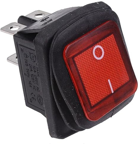 Interrupteur à bascule rectangulaire lumineux rouge 20 A DPST IP67 2 positions pour voiture et véhicule marin