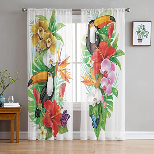 MTBDyyds Verdunkelungsvorhänge 3D Drucken 150X166Cm Bunt Pflanzen Blumen Vögel Verdunklungsvorhänge Kinderzimmer 2 Stück Vorhang Blickdicht Ösenschal Kindergardinen Junge Verdunklungsgardine
